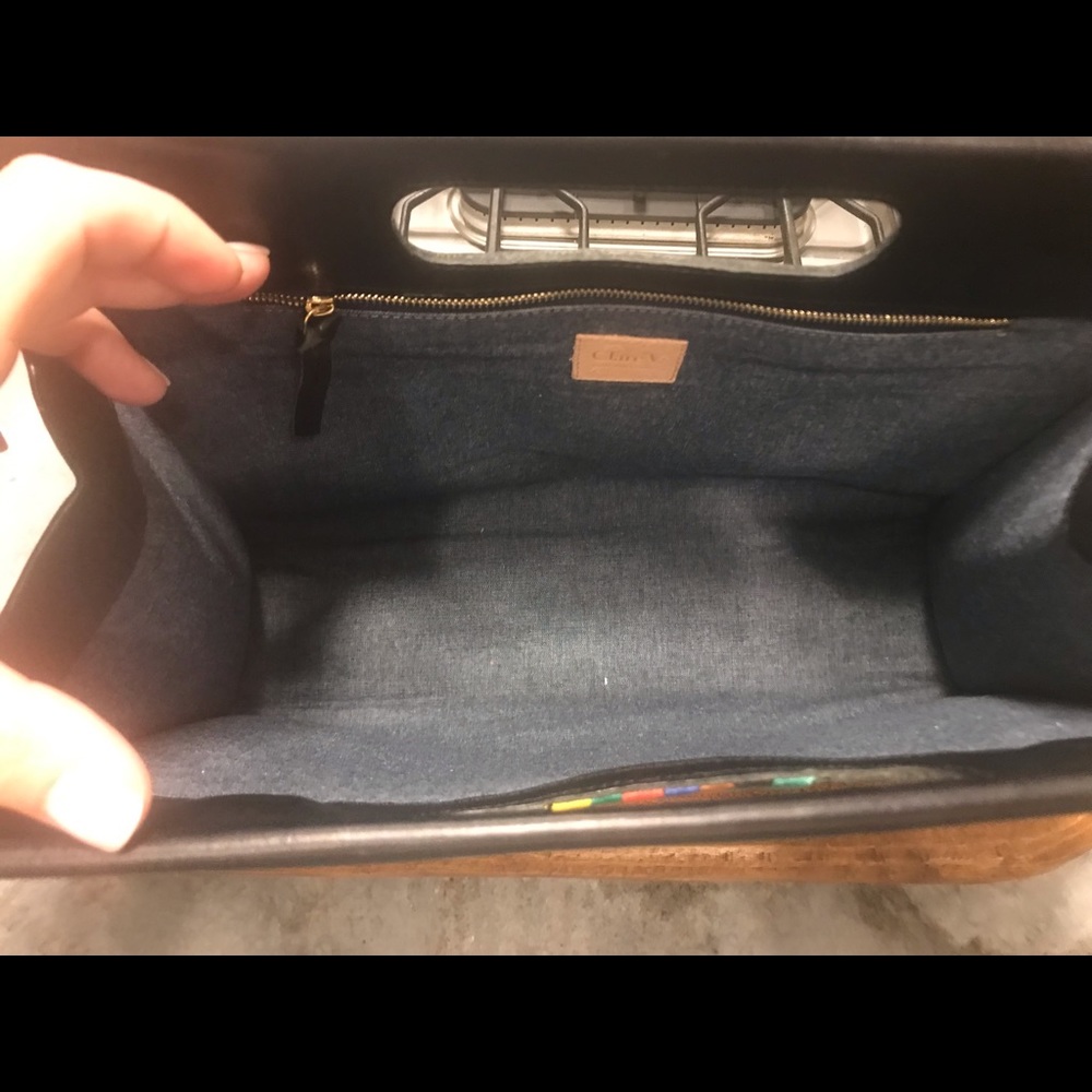 Clare V Black Clutch with Rainbow Stripes - Picture 6 of 8